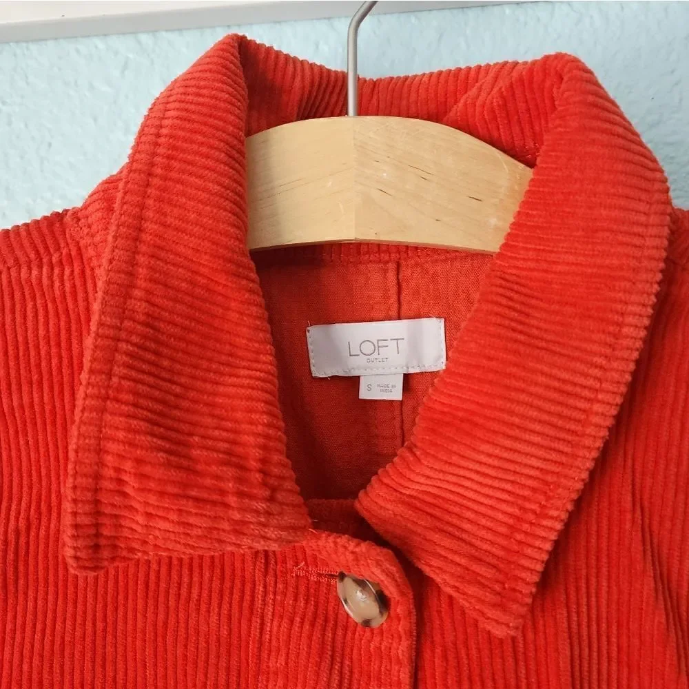 LOFT corduroy button front pockets boxi long sleeve shaket - Picture 6 of 13